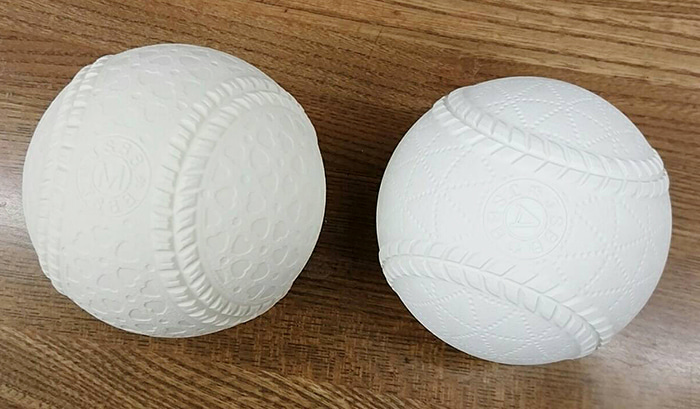 ナガセケンコー軟式野球Ｍ号ボールと以前のボールの比較